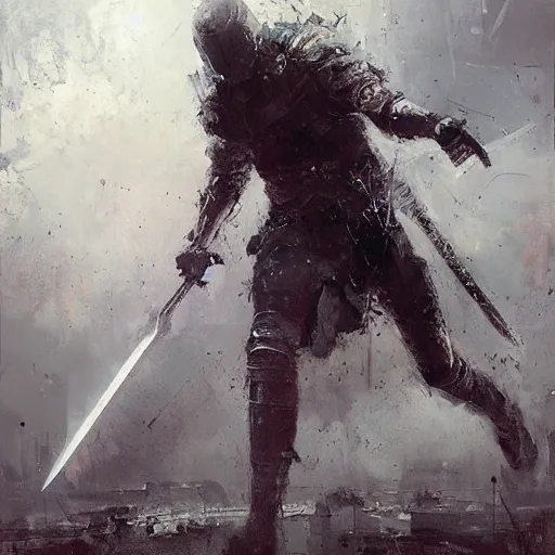 Image similar to knight holds sword made of lightning sparks everywhere, realistic, ultrahd, jeremy mann painting