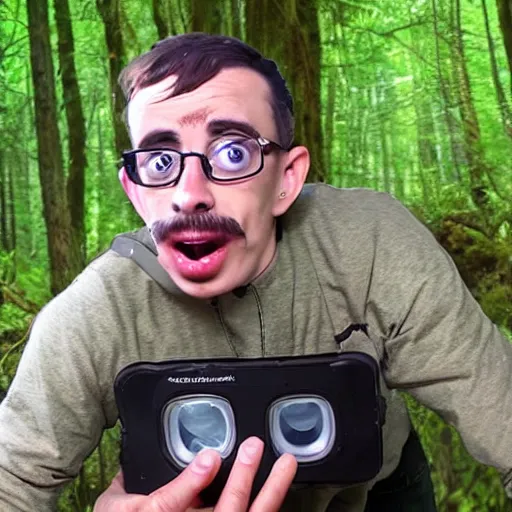 Prompt: Trail cam footage of Ricky Berwick