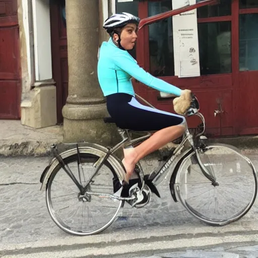 Prompt: isabel diaz ayuso dressed as a cyclist