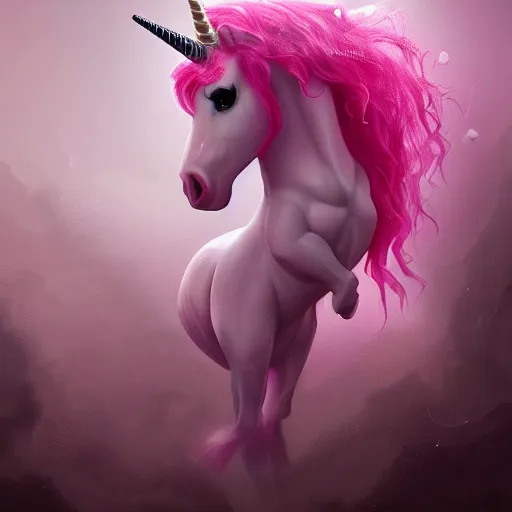Prompt: A beautiful pink unicorn made entirely of bubbles, fantasy, portrait, oil on canvas, masterpiece, trending on artstation, cinematic composition, dramatic pose, beautiful lighting, sharp, details, hyper-detailed, HD, HDR, 4K, 8K
