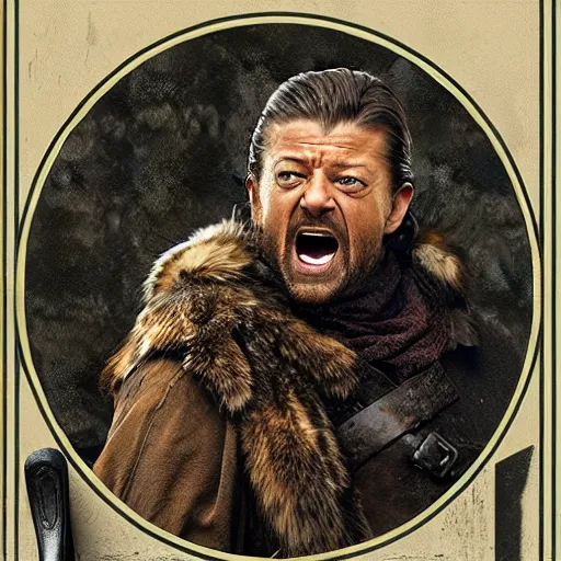 Image similar to ned stark screaming by norman rockwell