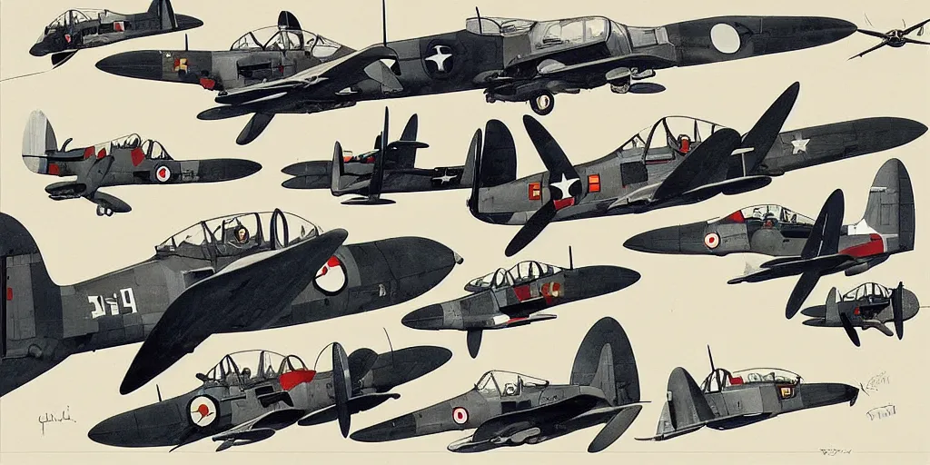 Image similar to world war two fighter planes, studio ghibli style, by tullio crali