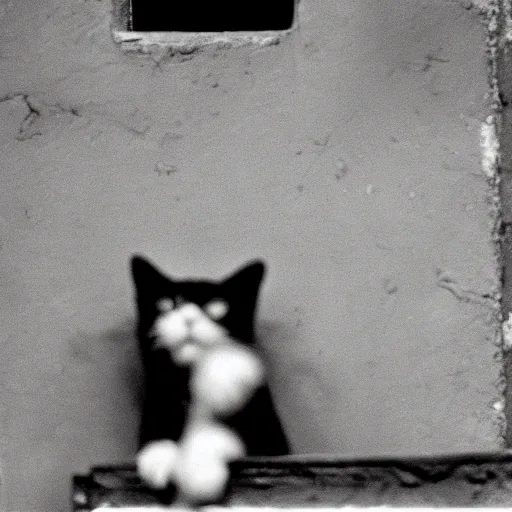 Image similar to a cat watching a bird, photograph by henri cartier bresson