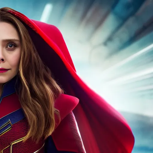 Prompt: A portrait of elizabeth olsen as scarlet witch from the movie doctor strange 2, cinematic, 8k