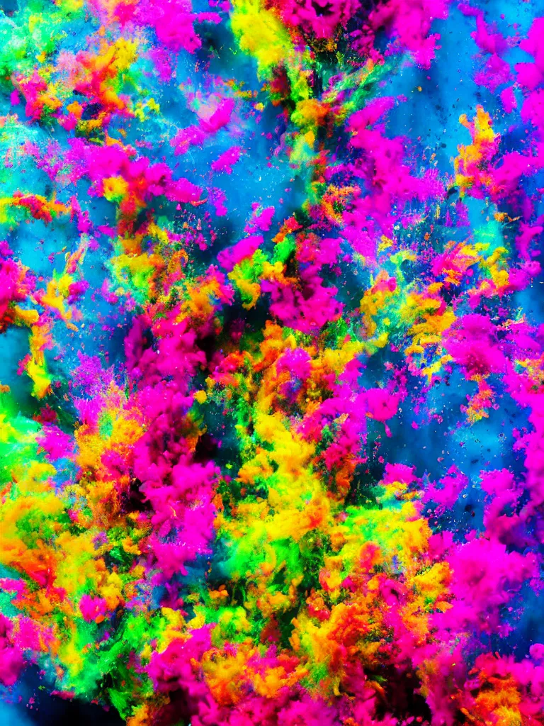 Image similar to a colorful explosion, color splashes