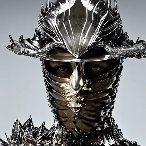 Image similar to a portrait of a beautiful young male wearing an alexander mcqueen armor made of water , photographed by andrew thomas huang, artistic