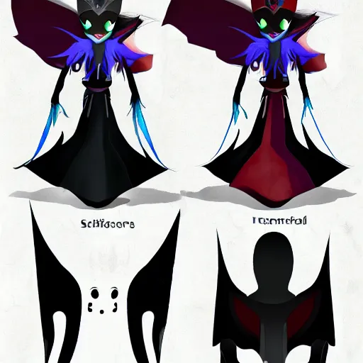 Image similar to various character sheets with character designs for a character with a squid for a head wearing a long vampire cape made from dark wispy smoke made as an enemy in Splatoon by nintendo