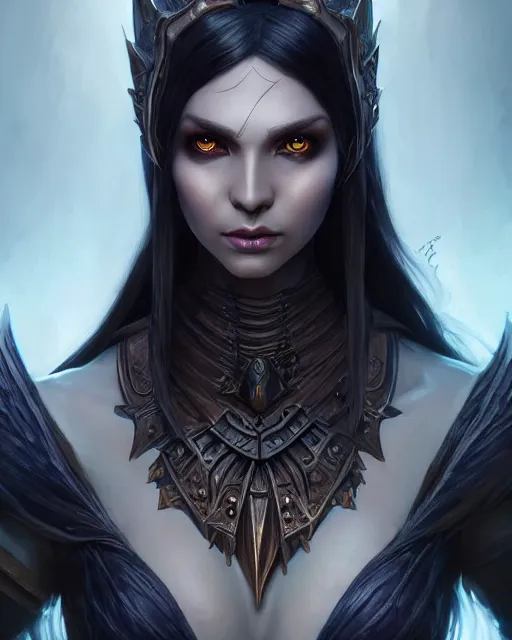 Image similar to dark elf princess, highly detailed, d & d, fantasy, highly detailed, digital painting, trending on artstation, concept art, sharp focus, illustration, global illumination, shaded, art by artgerm and greg rutkowski and fuji choko and viktoria gavrilenko and hoang lap