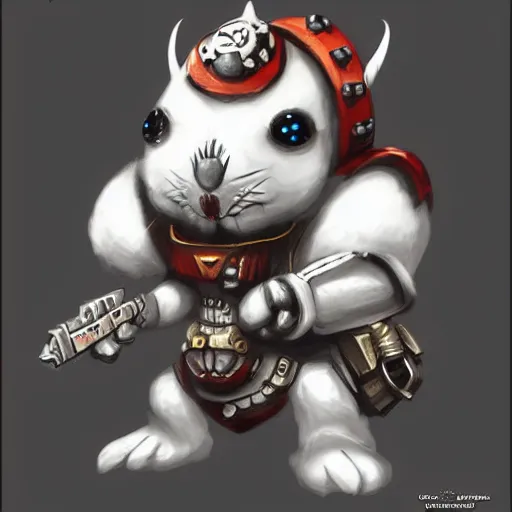 Image similar to cute white mouse in the style of warhammer 4 0 k, epic, concept art, trending on artstation