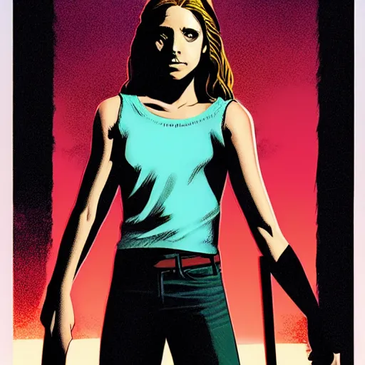 Prompt: Jesus Christ as buffy the vampire slayer, dramatic lighting, concept art, soft focus, award winning, illustration by  John Romita Jr.