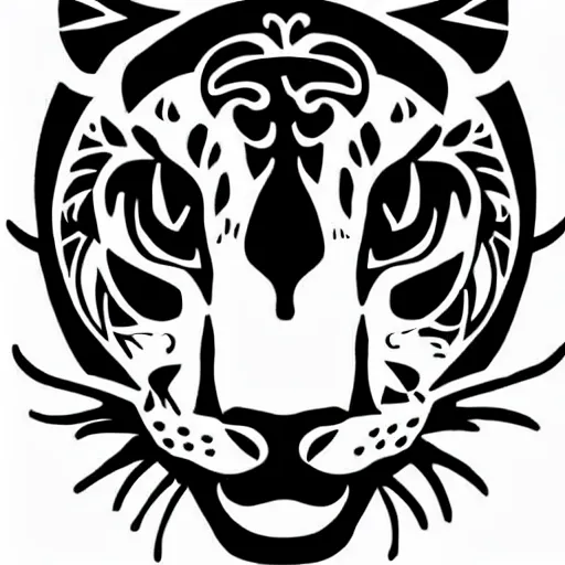 Image similar to tattoo design, stencil, cougar