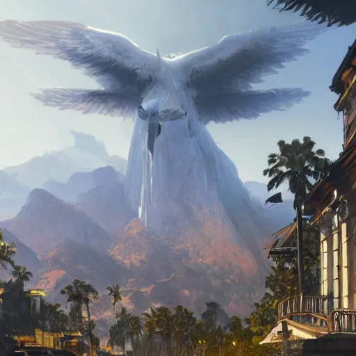 Prompt: heavens gates as a grand theft auto 5 loading screen, gorgeous, beautiful, intricate, highly detailed, digital painting, artstation, oppressive lighting, concept art, sharp focus, illustration, art by greg rutkowski and alphonse mucha