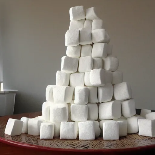 Prompt: The Tower of Babel made up of marshmallows.