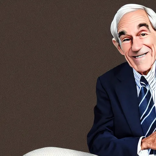 Prompt: ron paul showing off his anime body pillow