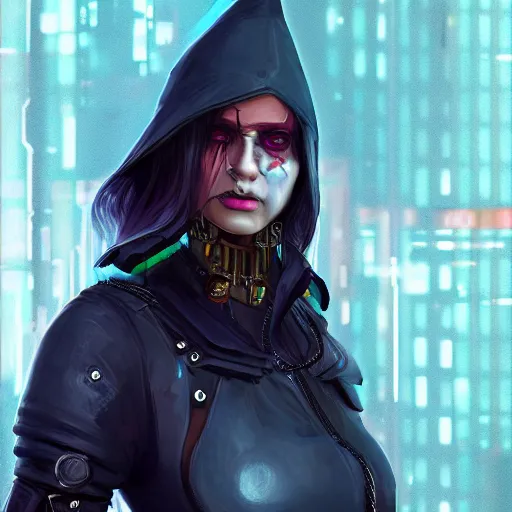 Image similar to cyberpunk witch character, highly detailed, full body, digital painting, artstation, concept art, smooth, sharp focus, illustration