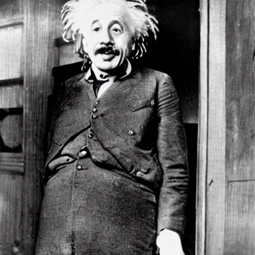 Prompt: einstein getting high, sticking his tongue out and doing sign of the horns