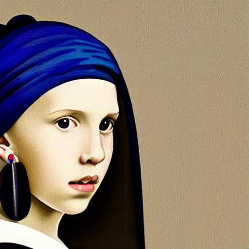 Image similar to Millie Bobby Brown with the pearl earring by Johannes Vermeer