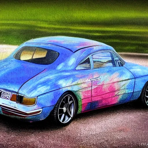 Image similar to a car paints a picture of a car painting a picture of a car