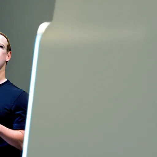 Image similar to Mark Zuckerberg lurking in the shadows like a ghost