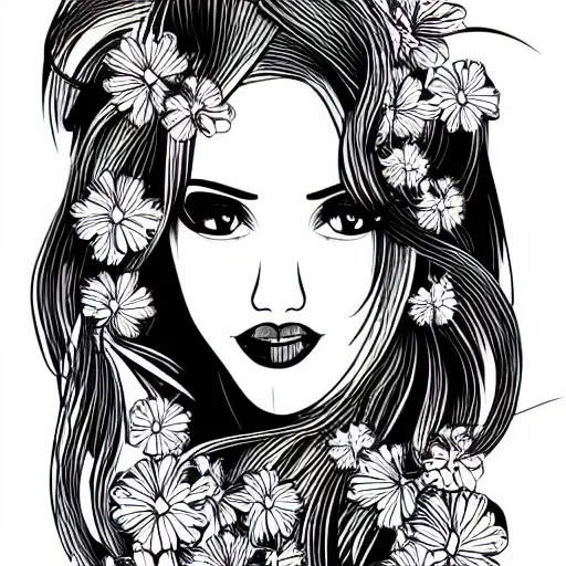 Image similar to Elegant women's faces in one line art style with flowers.Continuous line art in minimalistic style for prints, tattoos, posters, textile, cards etc. Beautiful female fashion face Vector