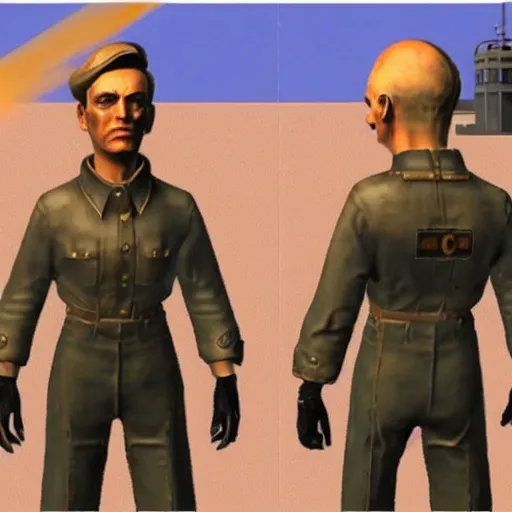 Image similar to fallout 4 character but rendered in n 6 4 graphics.