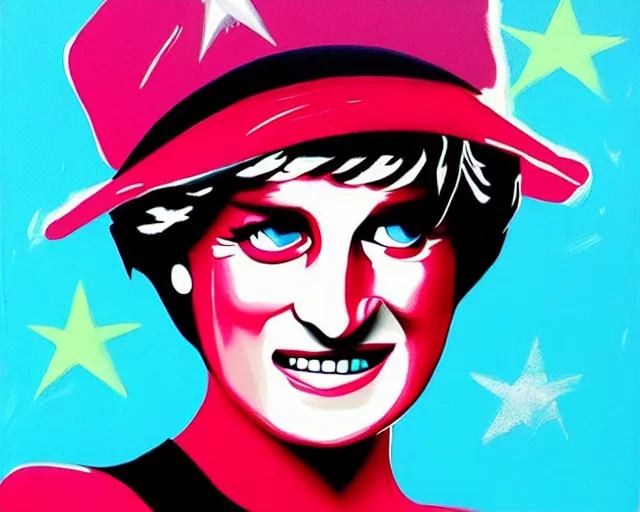 Prompt: lady diana, artwork by alec monopoly