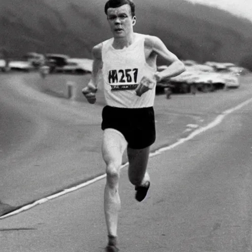 Prompt: Jakob ingebrigtsen running in a photo from 1970