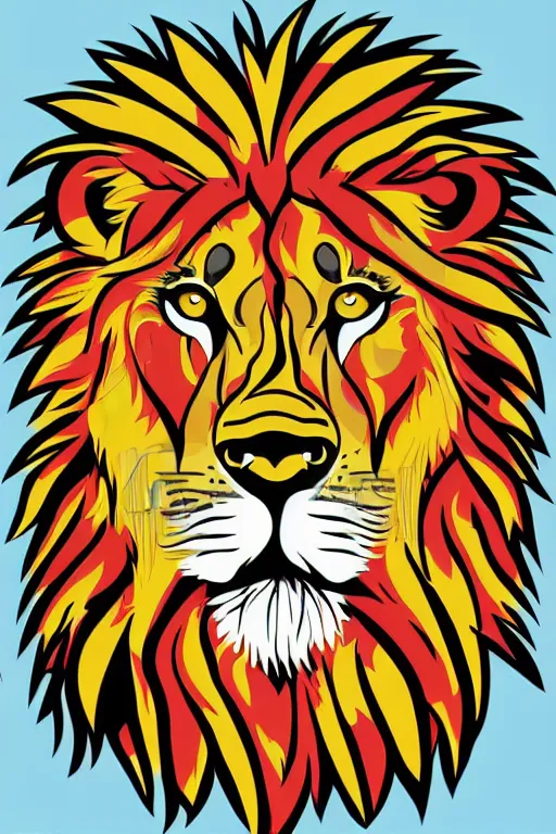 Image similar to Portrait of a lion, anime, sticker, colorful, illustration, highly detailed, simple, smooth and clean vector curves, no jagged lines, vector art, smooth