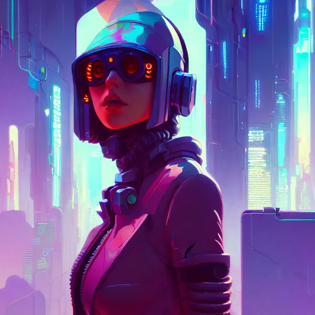 Prompt: a beautiful painting of a cyberpunk girl by moebius and pascal blanche and josan gonzalez and greg rutkowski and sachin teng and ralph mcquarrie. in style of futurism art. brush stroke, vibrating colors, hyper detailed. 4 k texture. octane render. trending on artstation