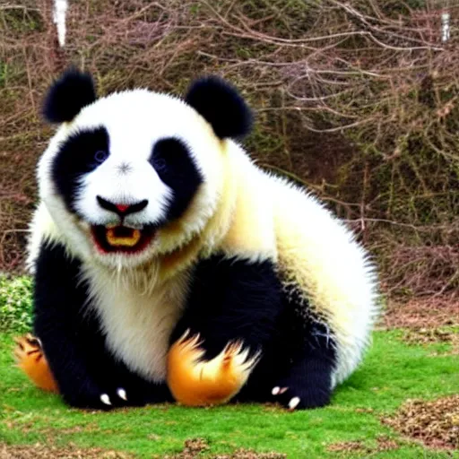 Image similar to a hybrid of welsh dragon and panda hybrid