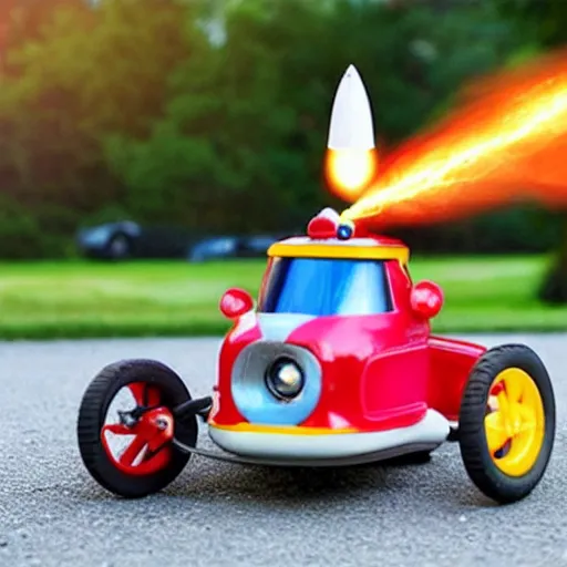 Prompt: rocket powered toy car