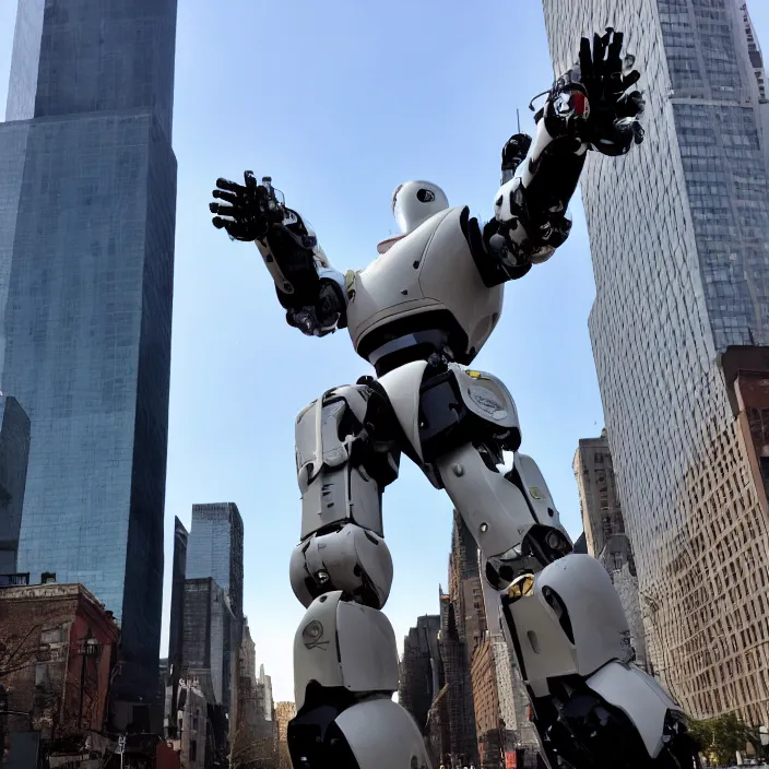 Image similar to Gigantic Joe Biden Robot Cyborg, Attacking NYC