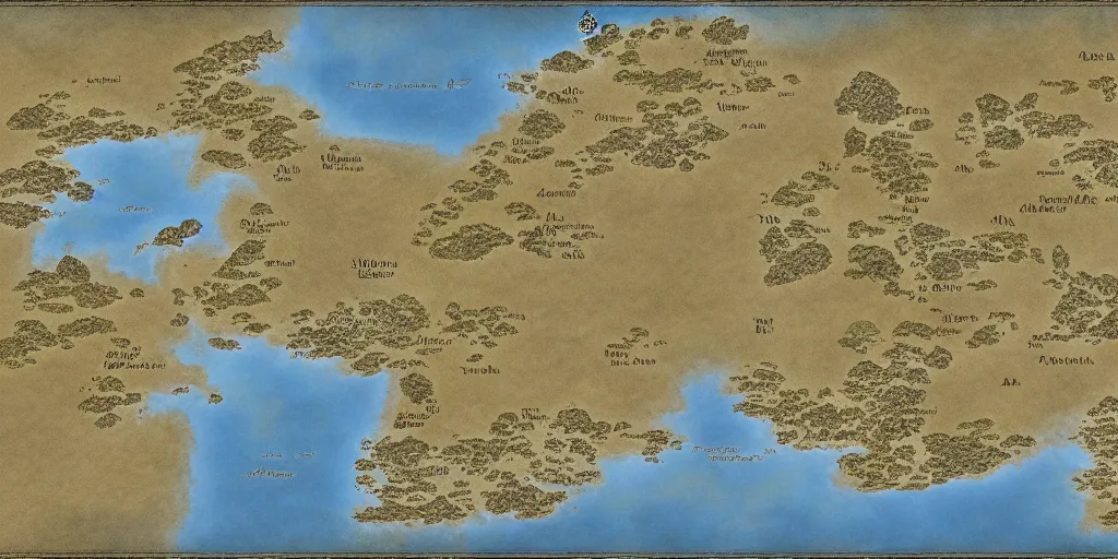 Prompt: a fantasy map of a large archipelago, 8 k
