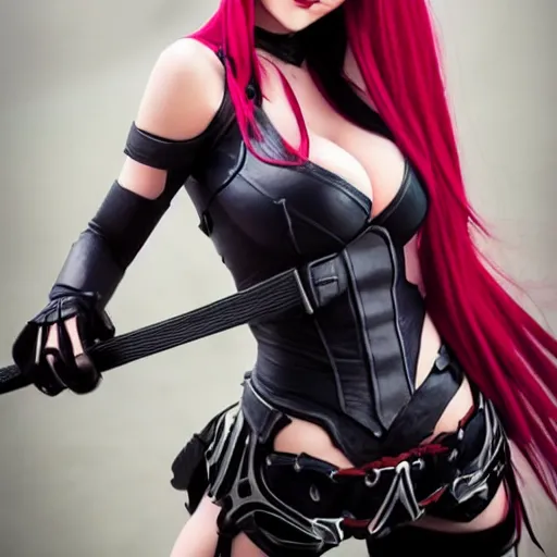 Prompt: Katarina from LoL in ainme