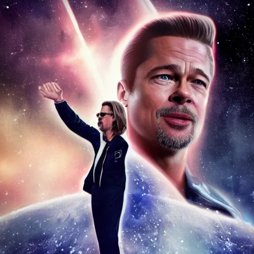 Prompt: brad pitt in a new space horror movie, poster