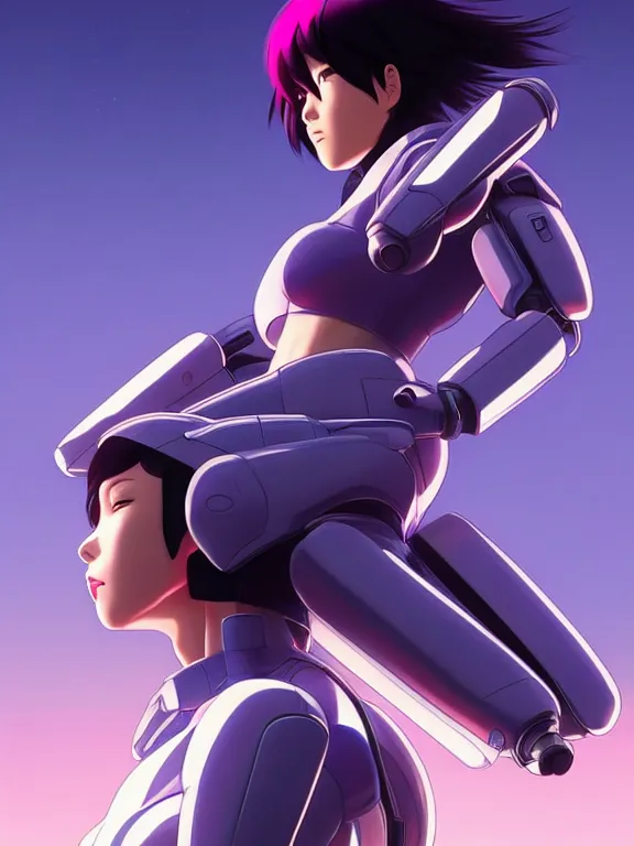 Image similar to a fullbody portrait of motoko kusanagi riding on top of a tachikoma : : stand alone complex, ghost in the shell, netflix : : by ilya kuvshinov, rossdraws, artgerm, sola digital arts, anti aliasing, raytracing : :