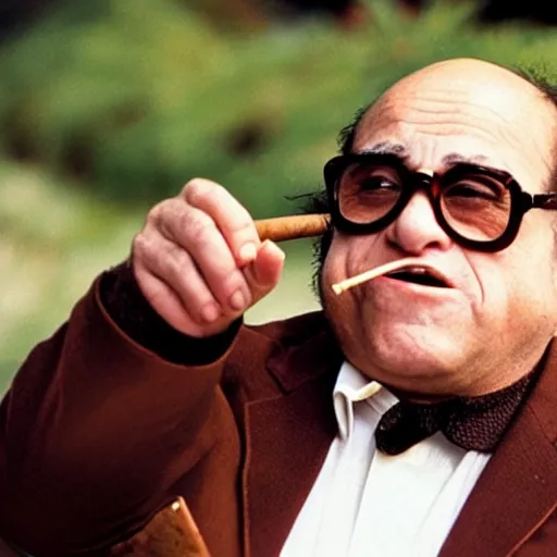 Image similar to Danny Devito smoking a cigar