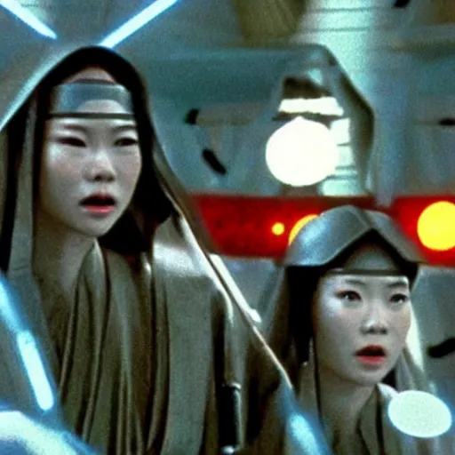 Prompt: screenshot from a chinese star wars movie from 1 9 7 7