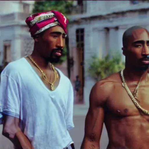 Image similar to tupac footage in cuba, uhd, hyper realistic, 4 k, hyper and extremely detail, style by steve mccury and annie leibovitz