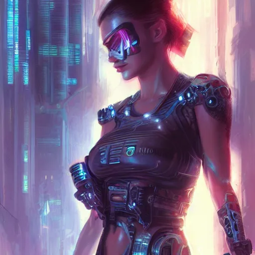 Image similar to cyberpunk girl wielding a sci - fi sword, electric energy, beautiful, getting ready to fight, heroic pose, urban motifs, intricate, elegant, highly detailed, digital painting, trending on artstation, concept art, smooth sharp focus, illustration, art by artgerm and greg rutkowski