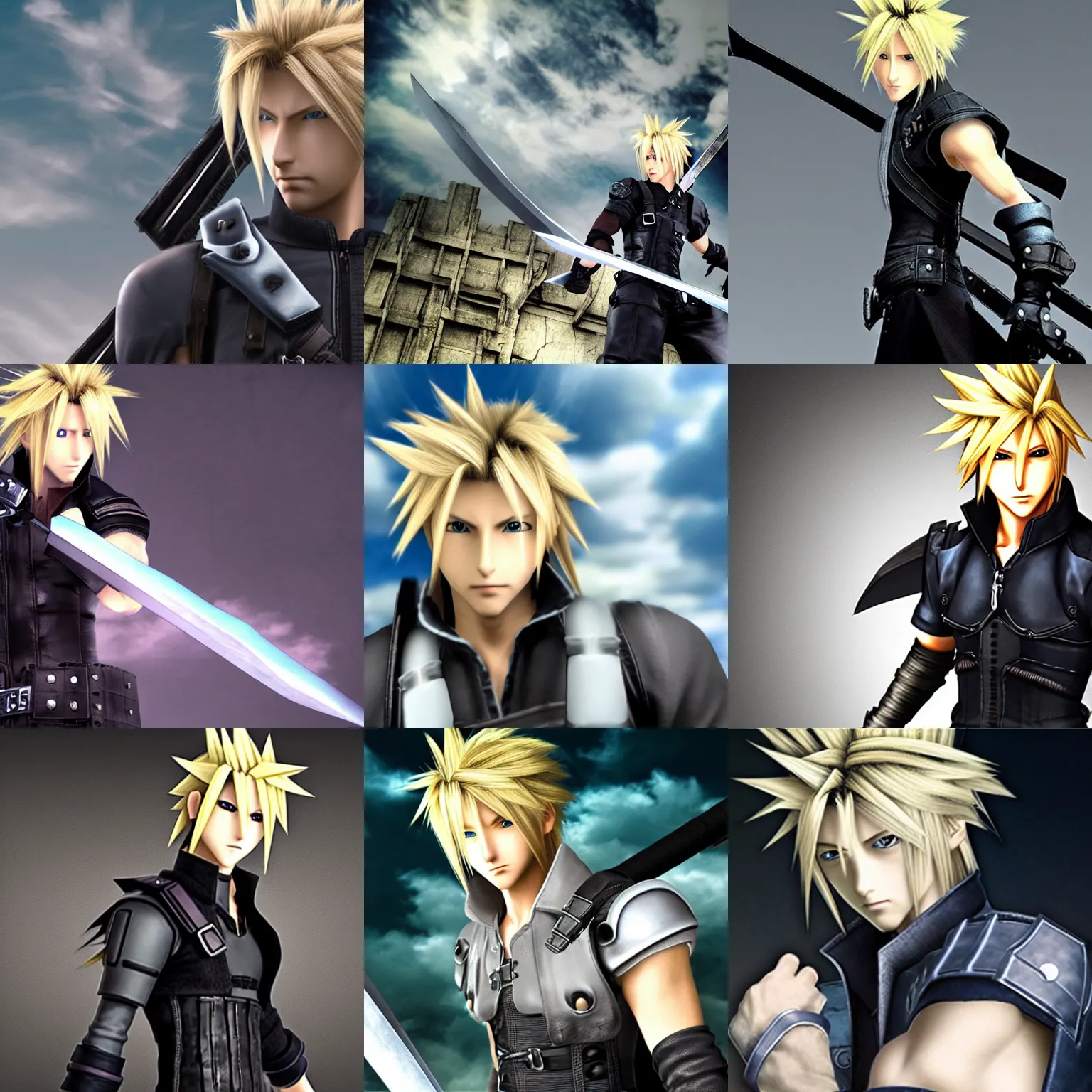 Prompt: cloud strife ready to attack