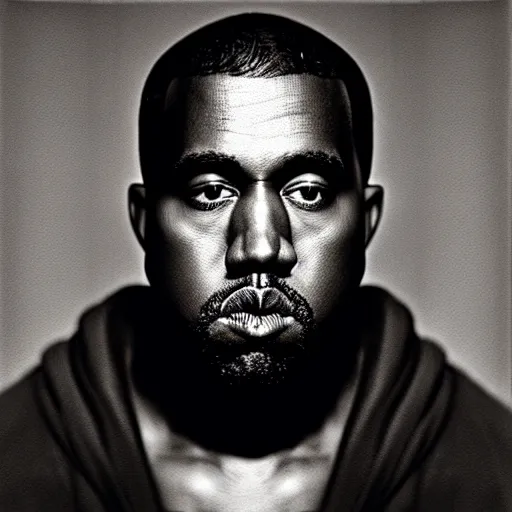 Prompt: a ( ( ( ( ( ( ( ( ( chiaroscuro lighting portrait ) ) ) ) ) ) ) ) ) ) of kanye west ( ( ( ( ( ( dressed as rick owens ) ) ) ) ) ), black background, portrait by julia margaret cameron, shallow depth of field, 8 0 mm, f 1. 8