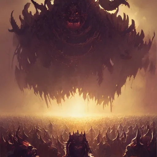 Prompt: The Shadow King summoning his army, Illustration, by Greg Rutkowski