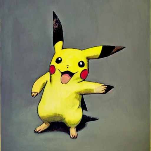 Image similar to a painting of Pikachu by andrew wyeth