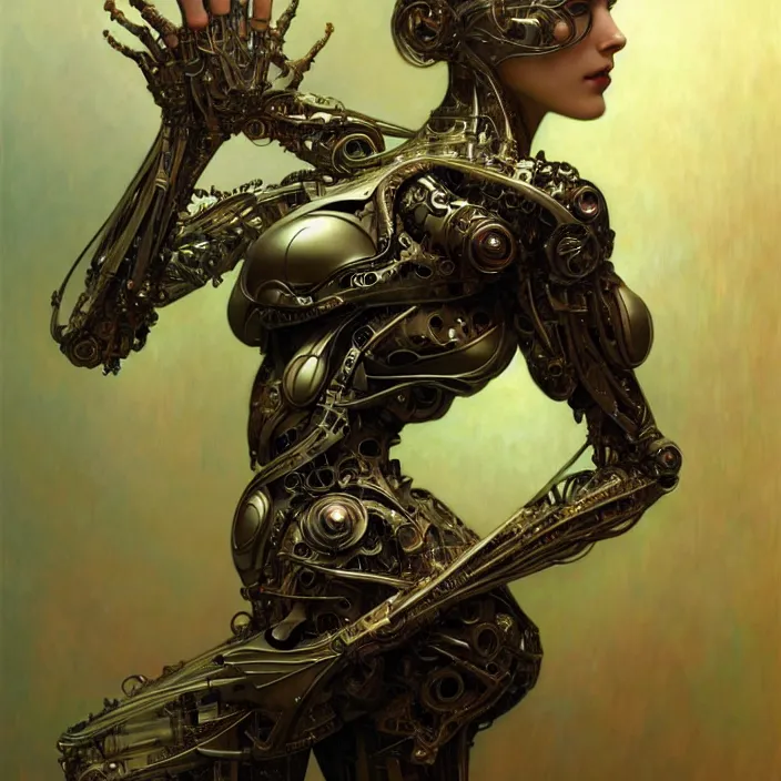 Image similar to organic cyborg, diffuse lighting, fantasy, intricate, elegant, highly detailed, lifelike, photorealistic, digital painting, artstation, illustration, concept art, smooth, sharp focus, correct human hand proportions, art by john collier and albert aublet and krenz cushart and artem demura and alphonse mucha