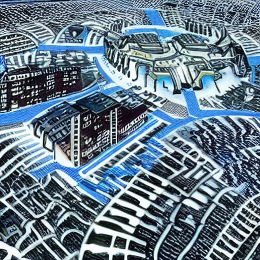 Image similar to A plan of a futuristic city