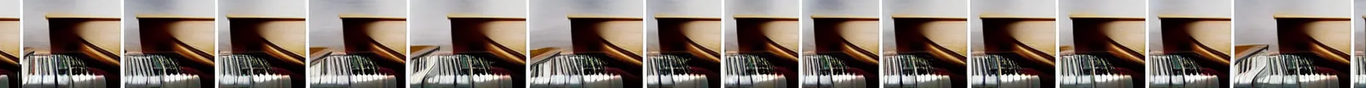 Image similar to 8 progressing frames from a video of a piano falling from a window