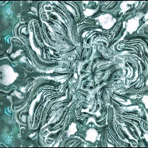 Image similar to artificialintelligence marble animation , floral underwater fluids tangle pping