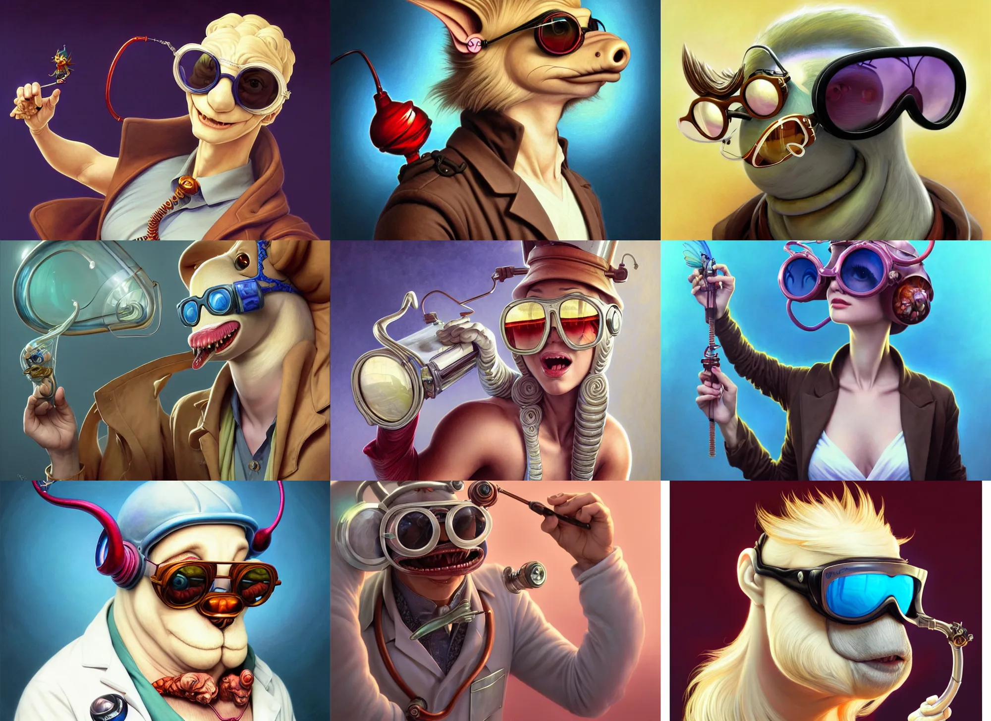 Prompt: a cool derpy anthropomorphic worm wearing sunglasses wearing a lab coat, diffuse lighting, fantasy, intricate, elegant, highly detailed, lifelike, pastel, digital painting, artstation, illustration, concept art, smooth, sharp focus, art by frank frazetta and marco bucci and loish and rossdraws and artgerm and alphonse mucha