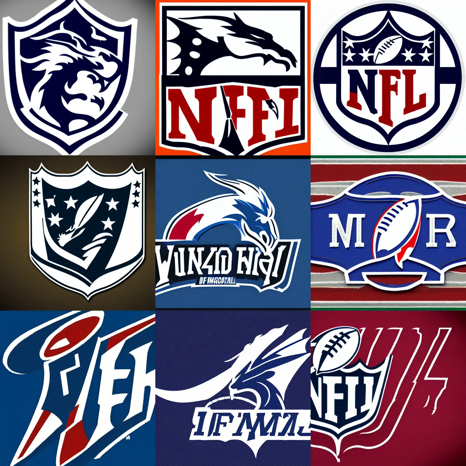 Prompt: NFL sports logo of a wizard dragon